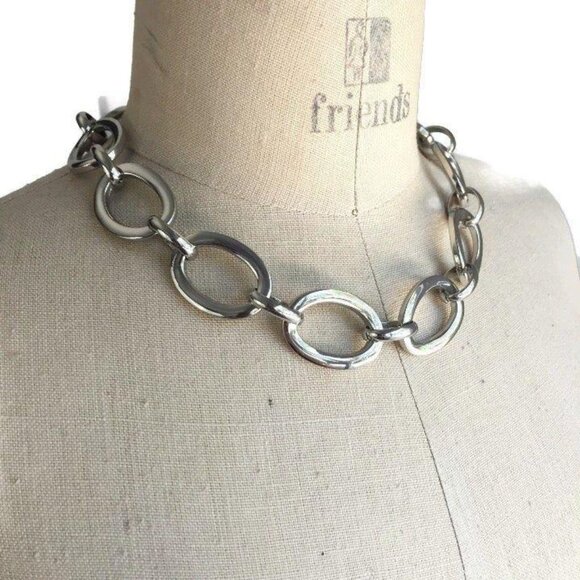 Vintage Silver Tone Collar Link Necklace - Picture 3 of 8
